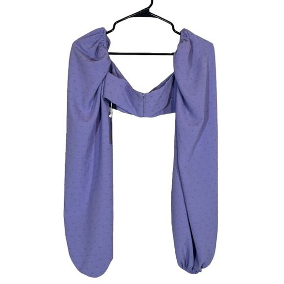 Rumer Women’s Purple Lilac Textured Puff Sleeve Cropped Gypsy Top Size Small - Picture 2 of 11